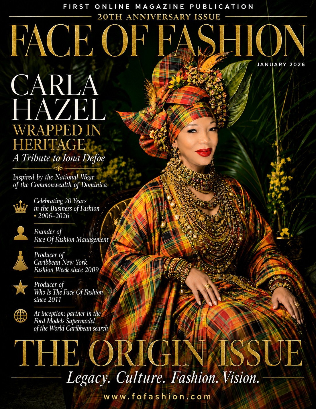 Face Of Fashion Magazine — The Origin Issue. Carla Hazel, Wrapped in Heritage.